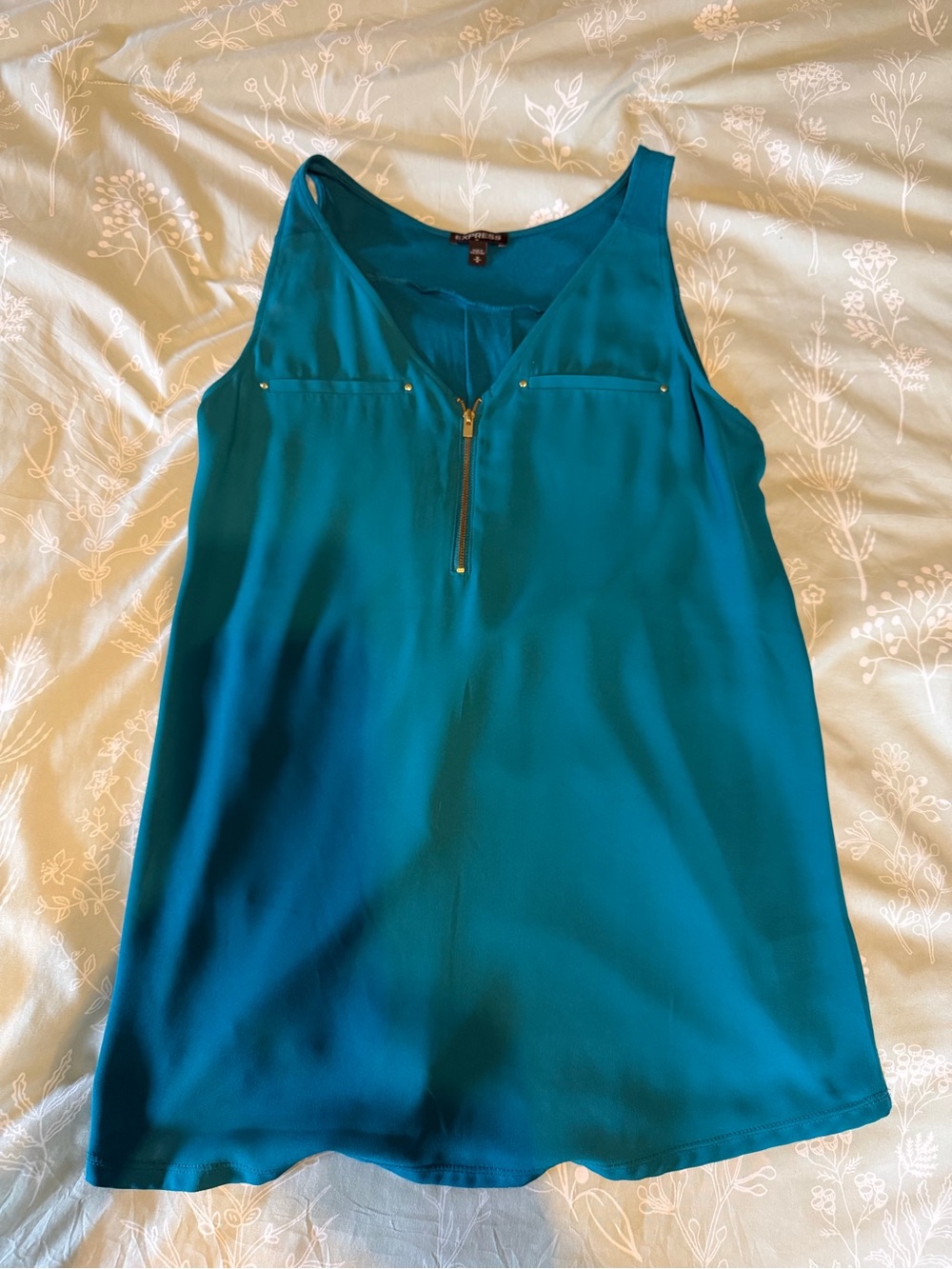Express Teal Zip-Front Sleeveless Tank